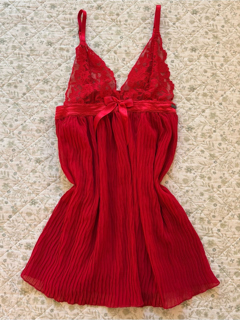 Rachel Roy red lace babydoll lingerie top with bow detail